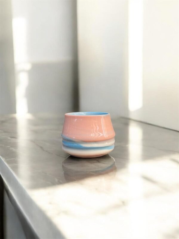 Stoneware Bombeli PEMBE/MAVİ Fincan